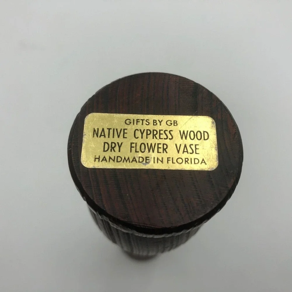 Vintage Handcrafted Cypress Wood Bud Vase gifts by GB for dry flowers